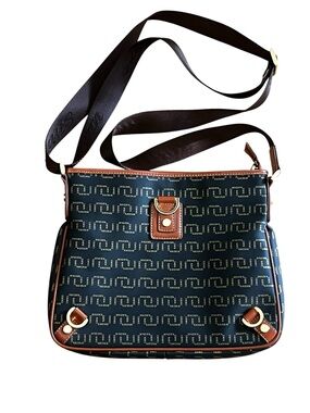 MSN  Patterned Crossbody Bag with Brown Trim